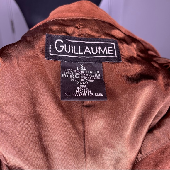 100% Leather Suede Plunge Neck Brown Dress by Guillame - Picture 6 of 7